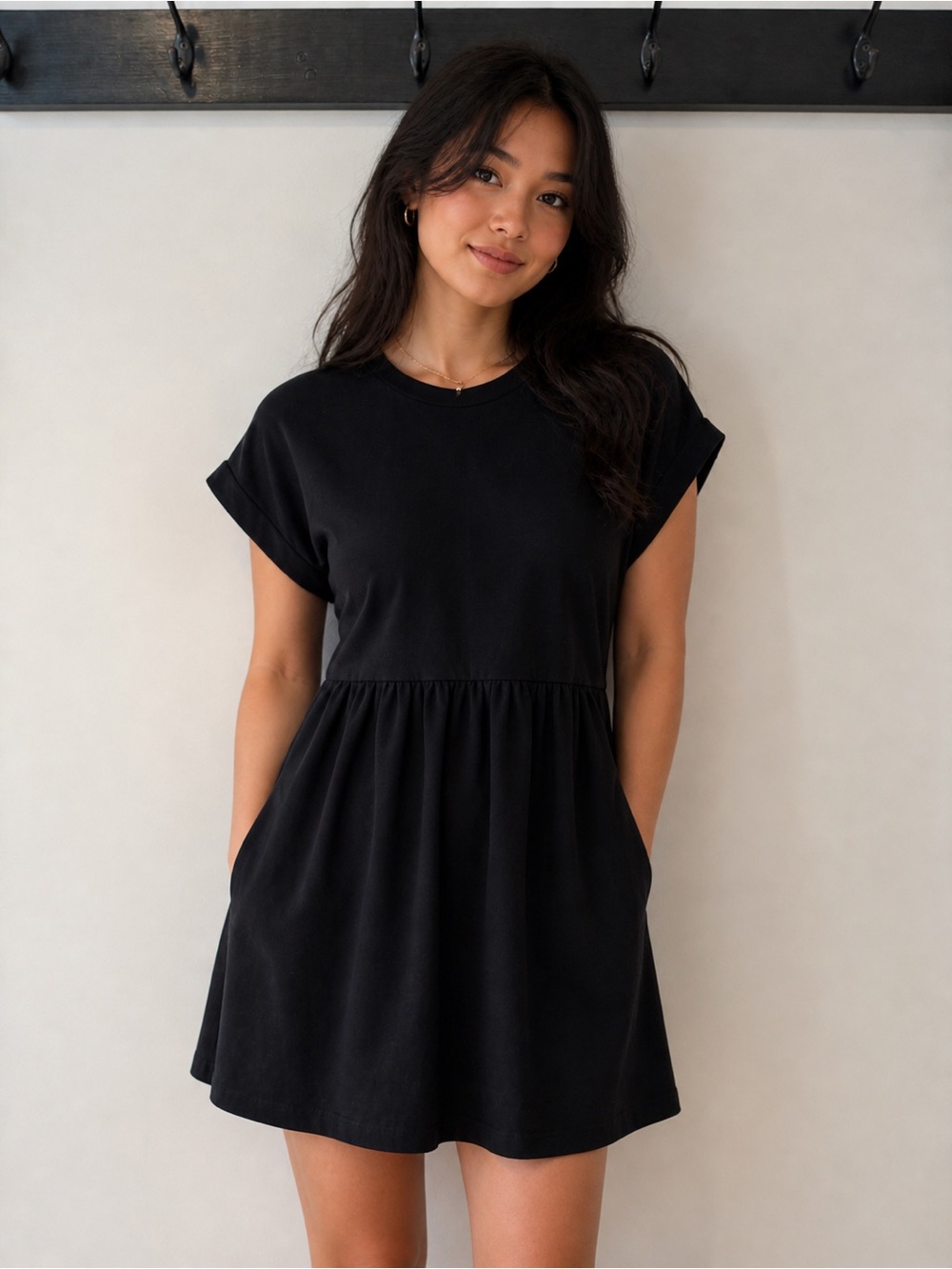 Zara Black Mini Dress with Short Sleeves